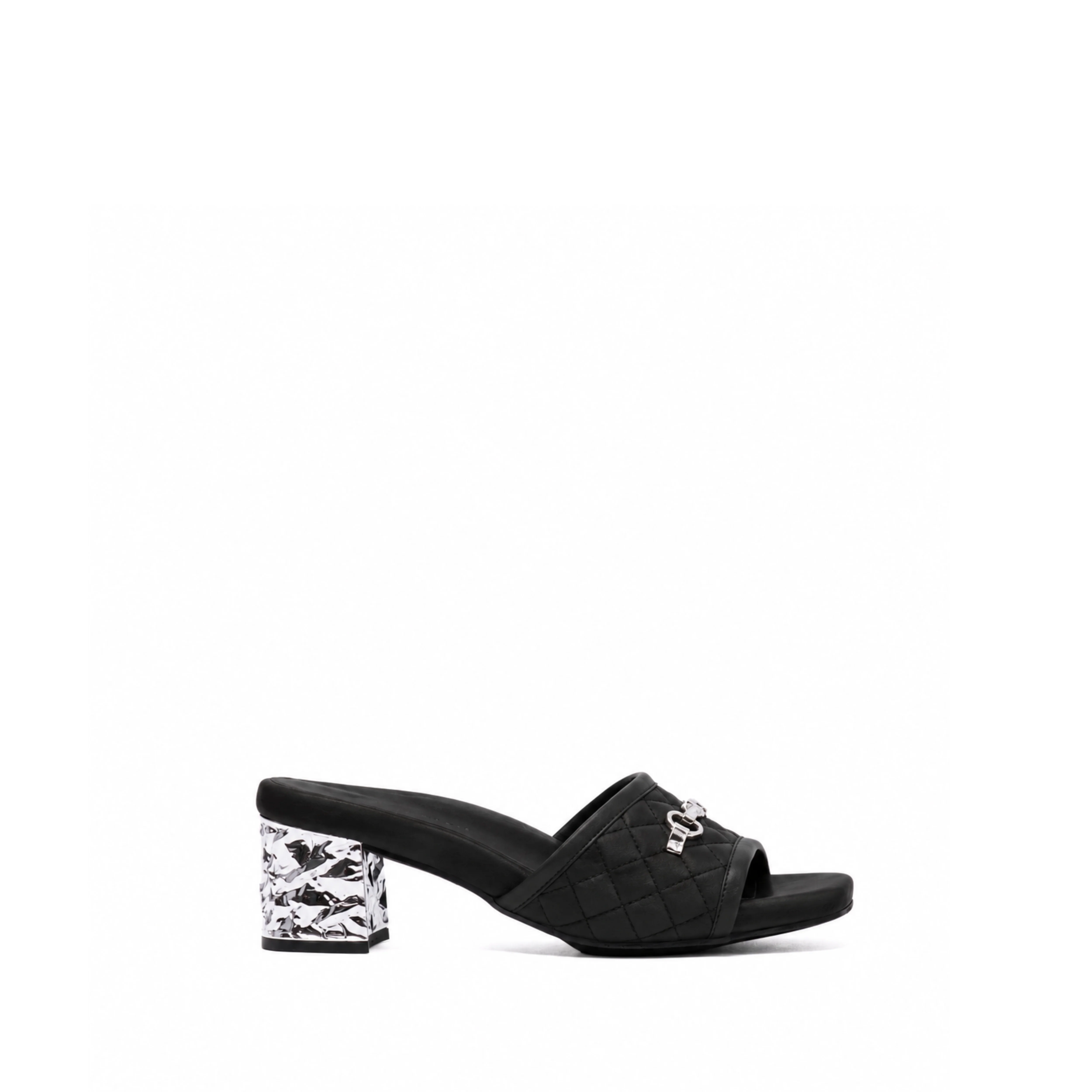CHLOE 45 SANDAL | BLACK NUBUCK / SILVER