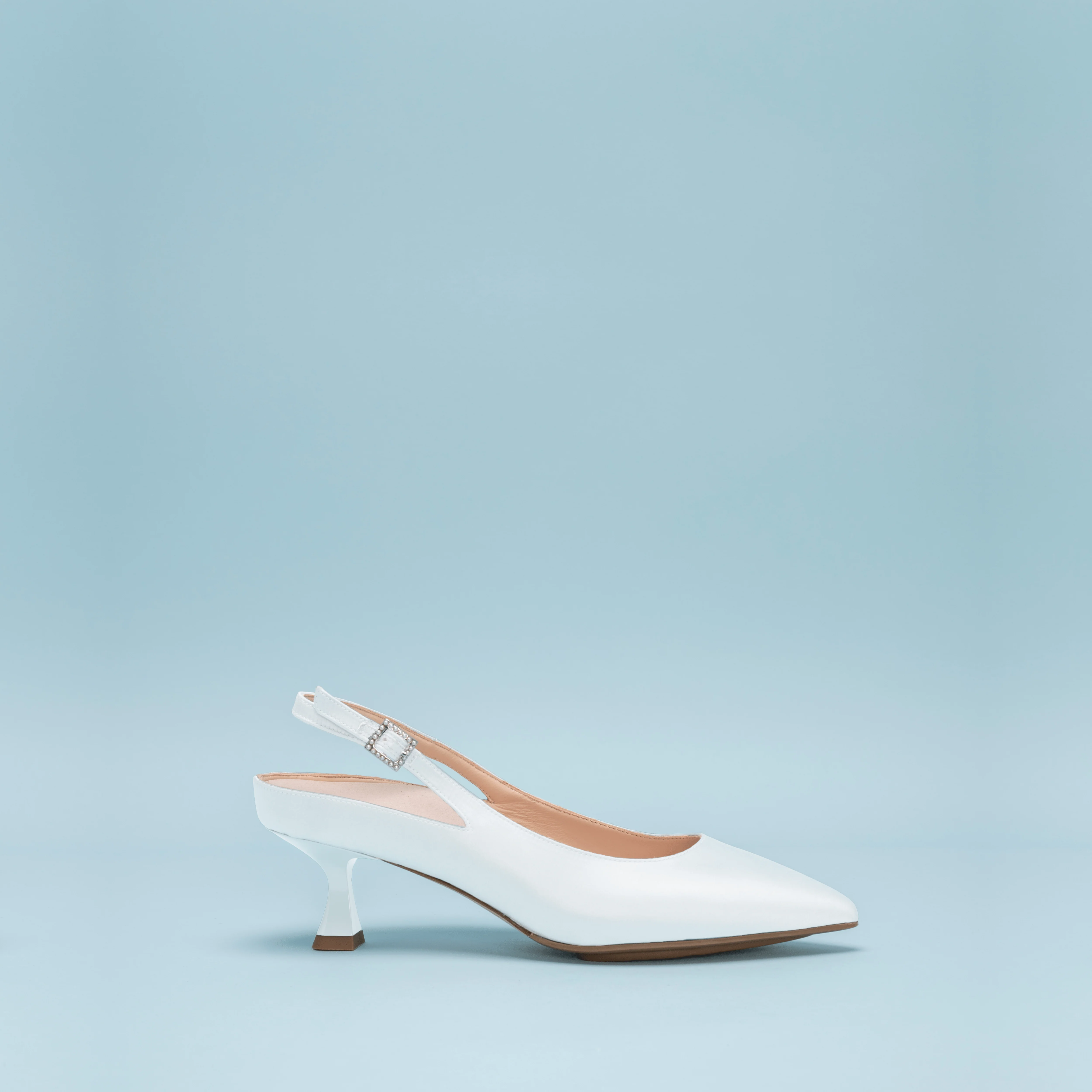 ROMA 55 SLINGBACK | WHITE SATIN