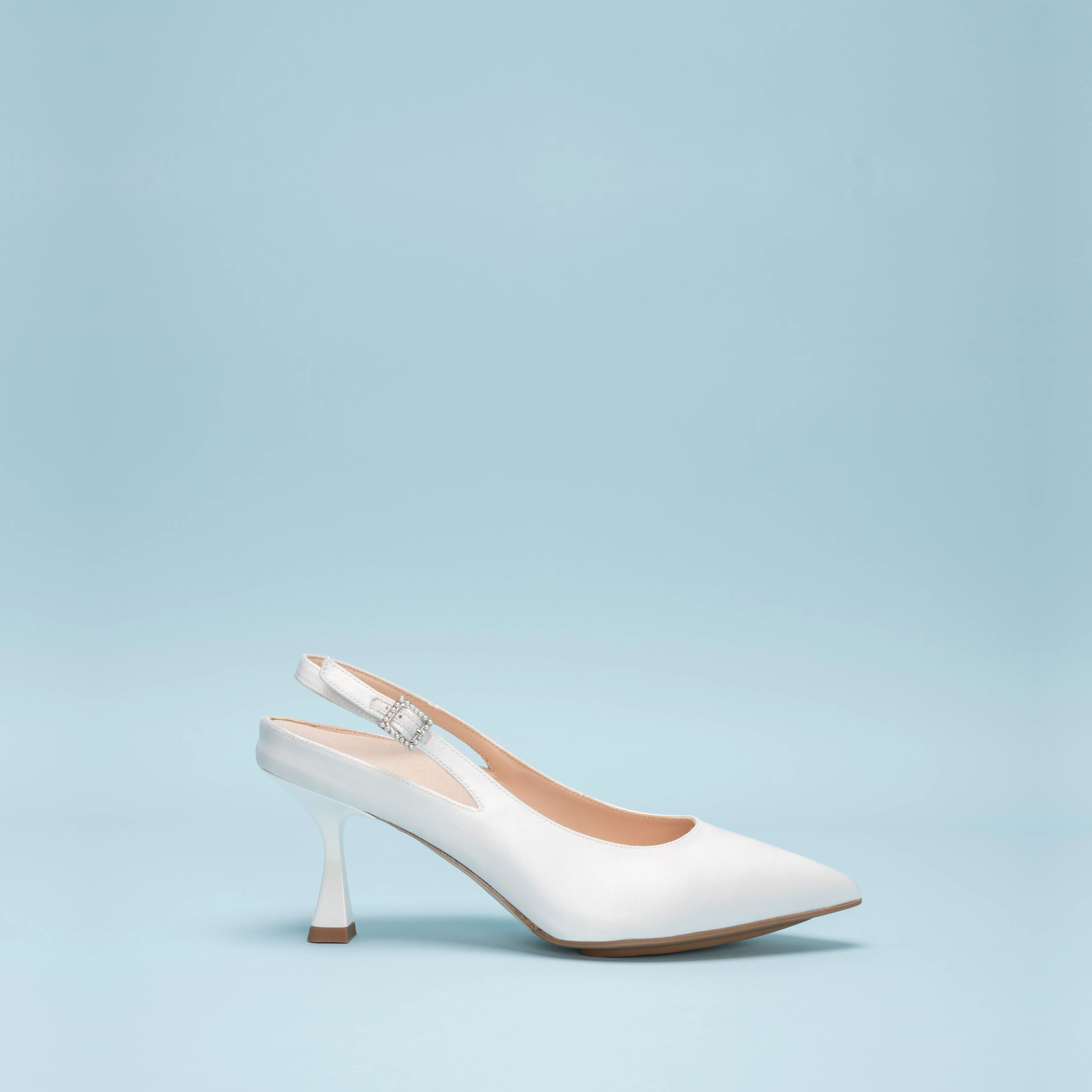 RORY 75 SLINGBACK | WHITE SATIN
