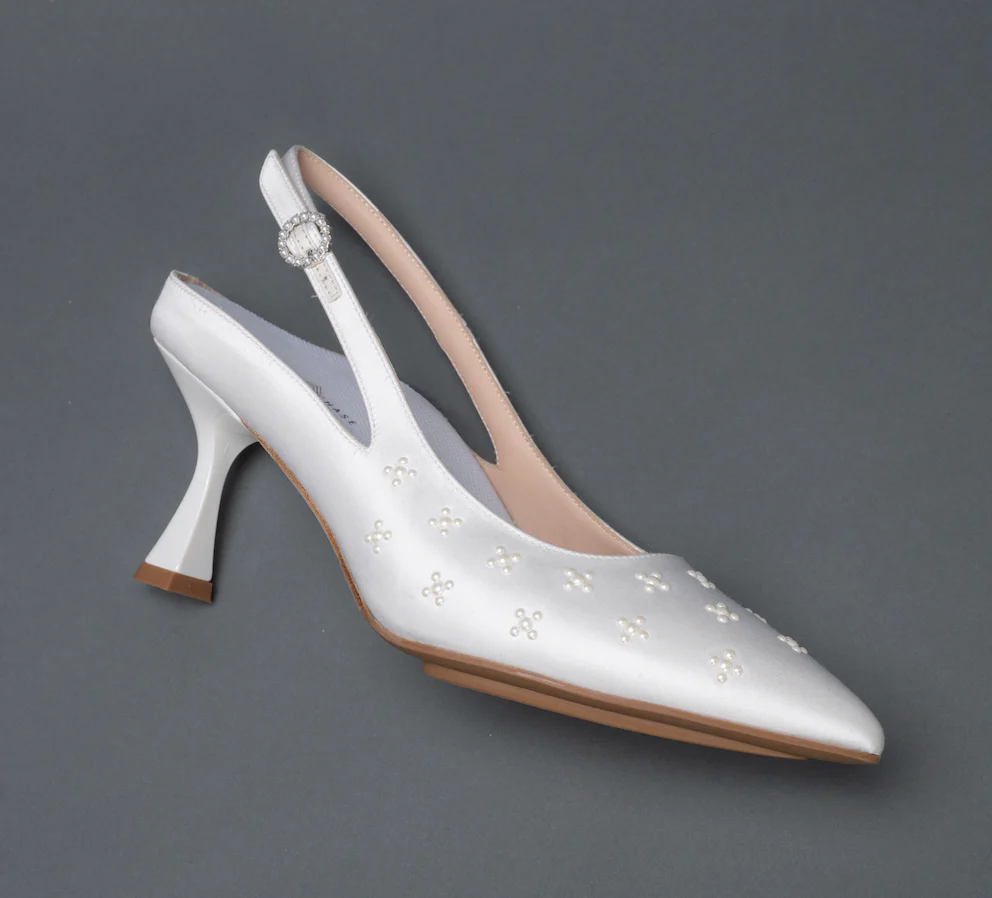 RORY 75 SLINGBACK | WHITE SATIN / PEARL - Image 2